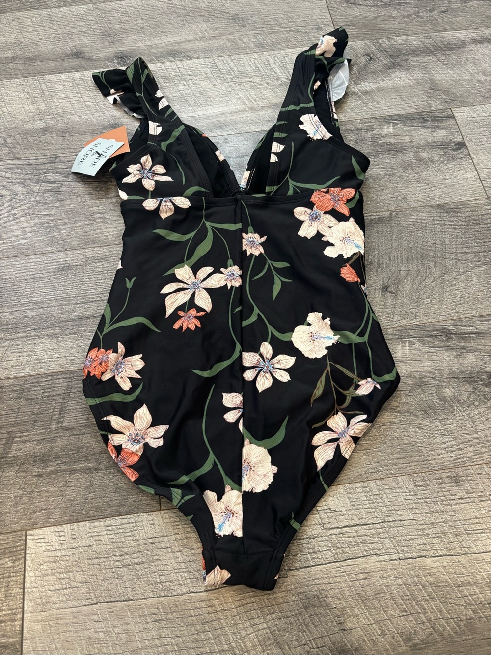 Shade & Shore Black Floral women' One-Piece Swimsuit - Picture 4 of 5